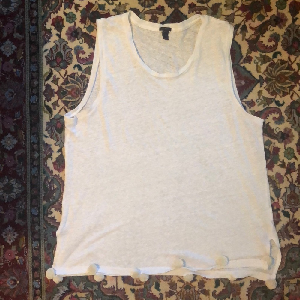 Jcrew Linen pompom tank